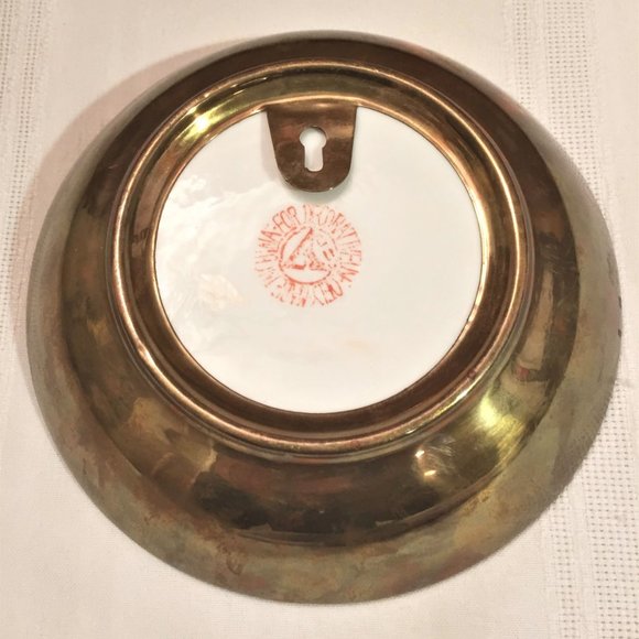 Red Rooster 6" Porcelain Bowl Encased in Brass - Picture 9 of 10